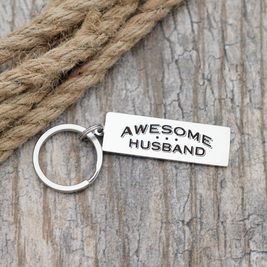 Awesome Husband Personalized Stainless Steel Keychain