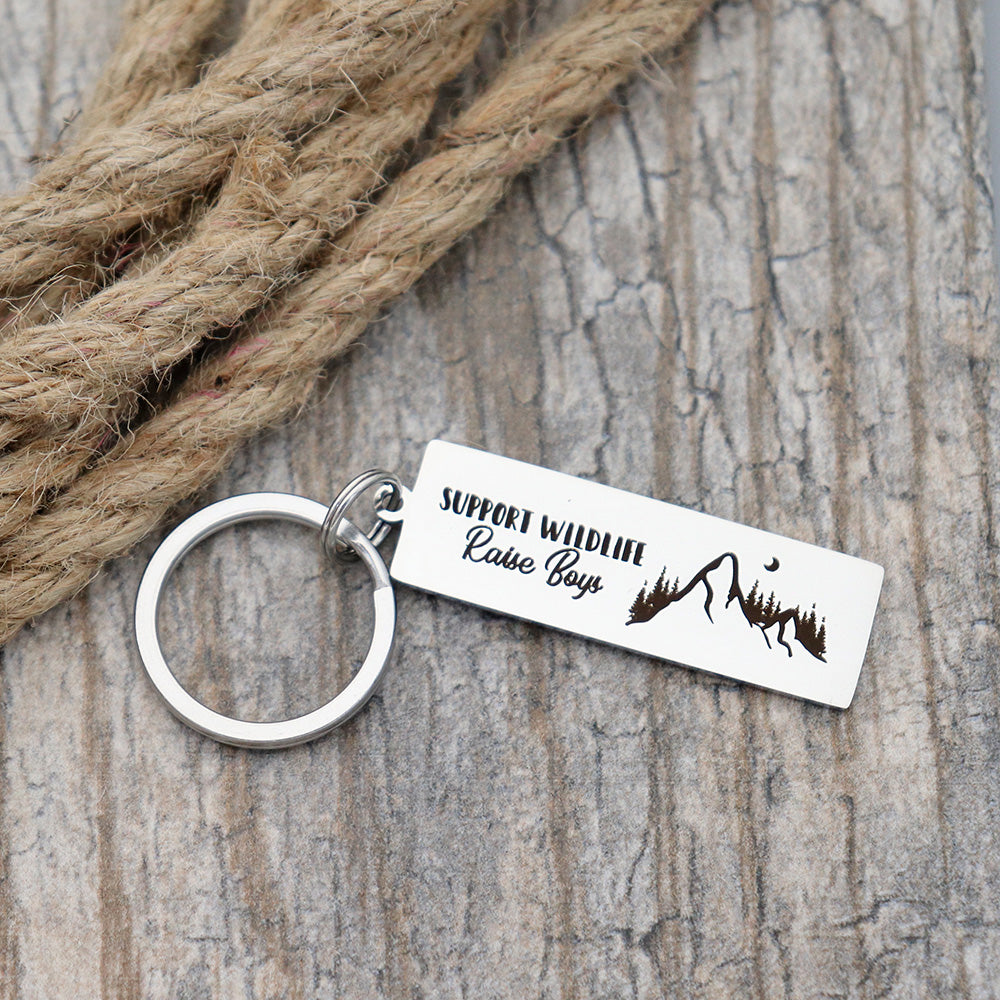 Support Wildlife. Raise Boys Personalized Stainless Steel Keychain