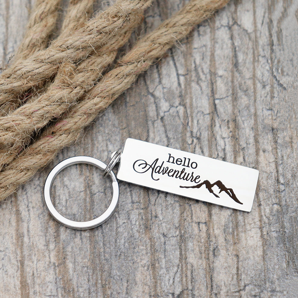 Hello Adventure Personalized Stainless Steel Keychain