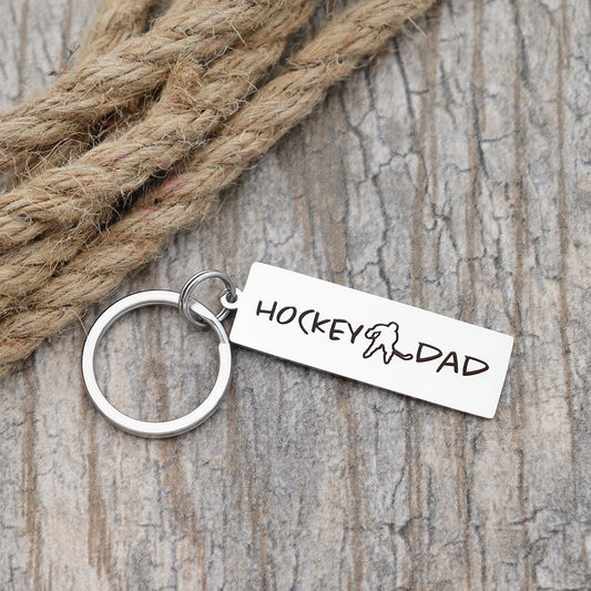 Hockey Dad Personalized Stainless Steel Keychain