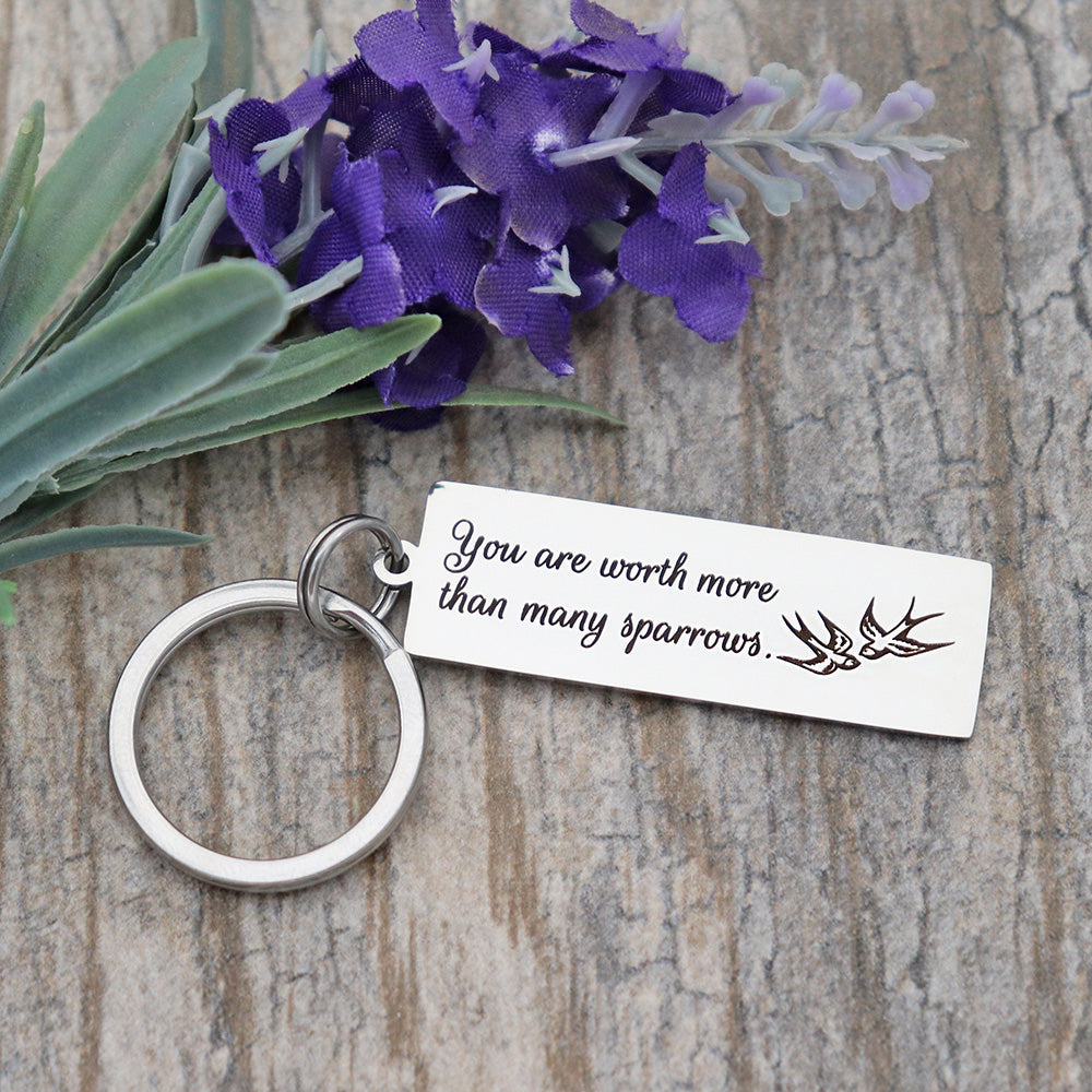 You Are Worth More Than Many Sparrows Personalized Stainless Steel Keychain