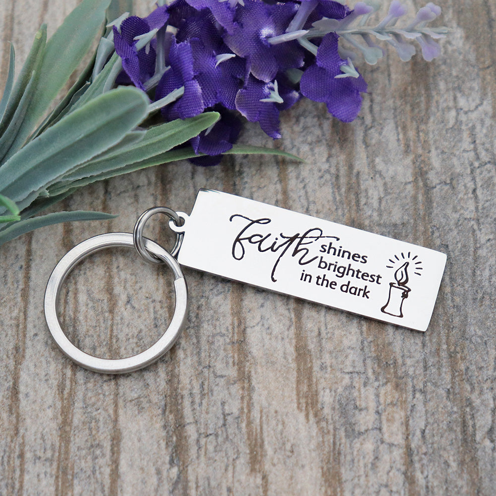 Faith Shines Brightest In The Dark Personalized Stainless Steel Keychain