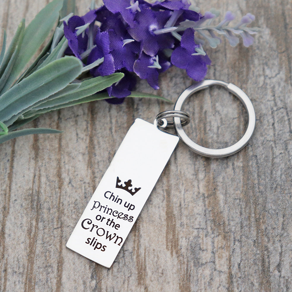 Chin Up Princess Or The Crown Slips Personalized Stainless Steel Keychain