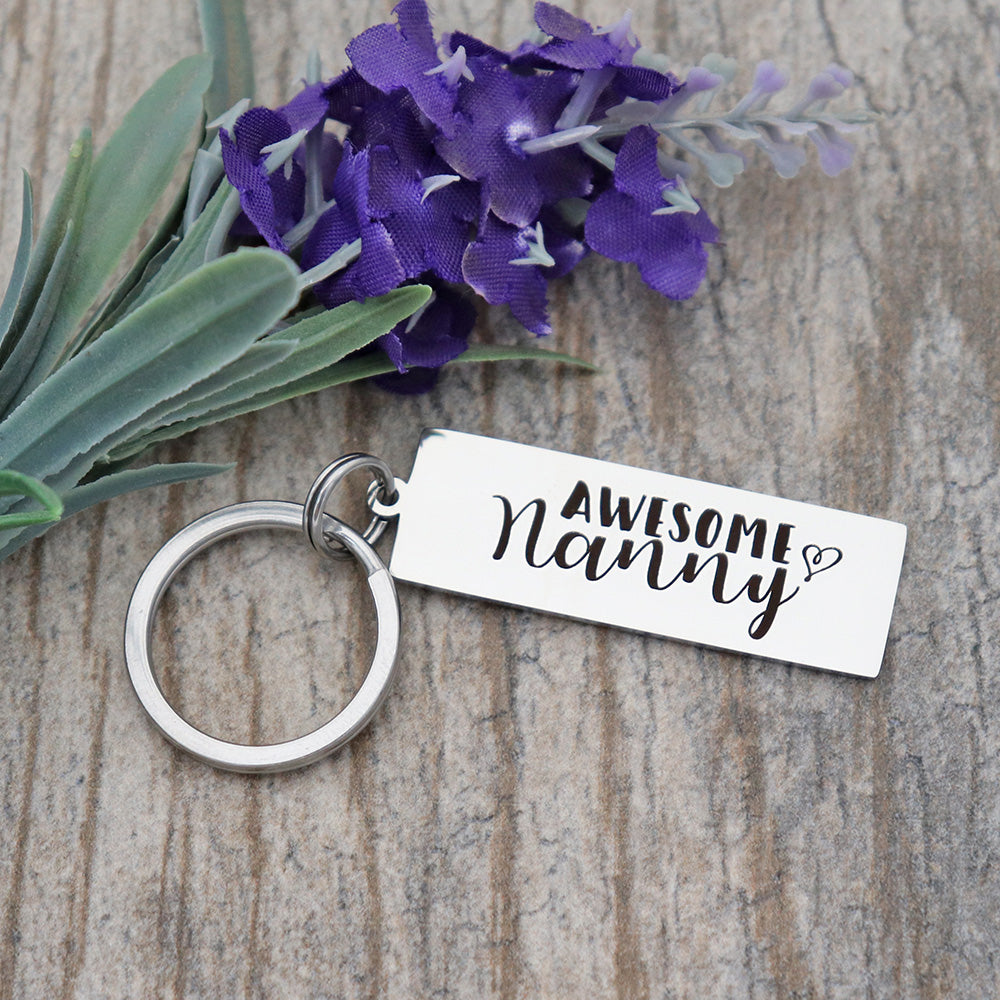 Awesome Nanny Personalized Stainless Steel Keychain