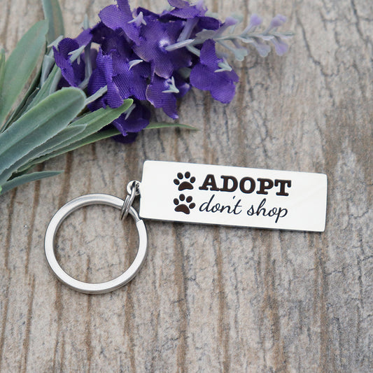 Adopt Don't Shop Personalized Stainless Steel Keychain