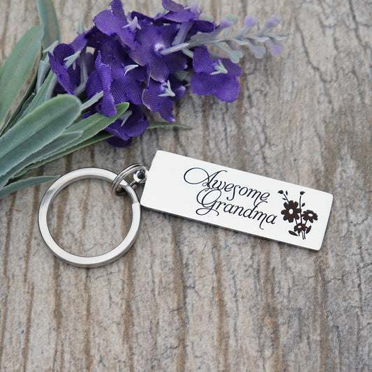 Awesome Grandma Personalized Stainless Steel Keychain