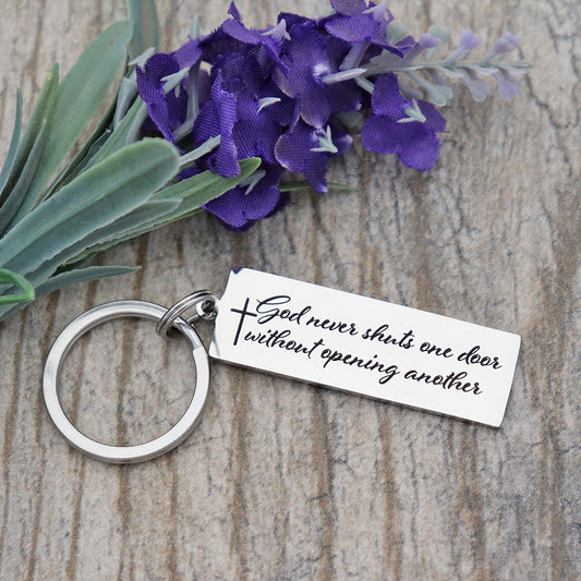 God Never Shuts One Door Without Opening Another Personalized Stainless Steel Keychain