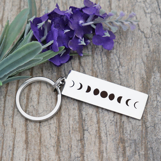 Moon Personalized Stainless Steel Keychain