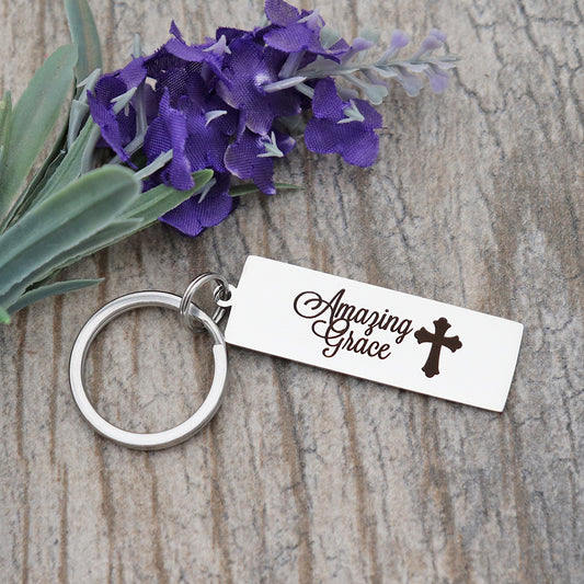 Amazing Grace Personalized Stainless Steel Keychain