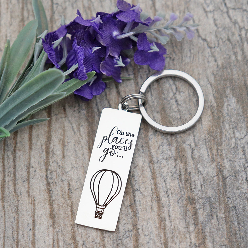 Oh The Places You Will Go Personalized Stainless Steel Keychain