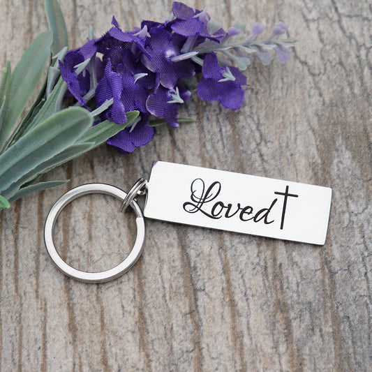 Loved Personalized Stainless Steel Keychain