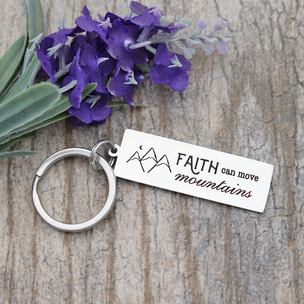 Faith Can Move Mountains Personalized Stainless Steel Keychain